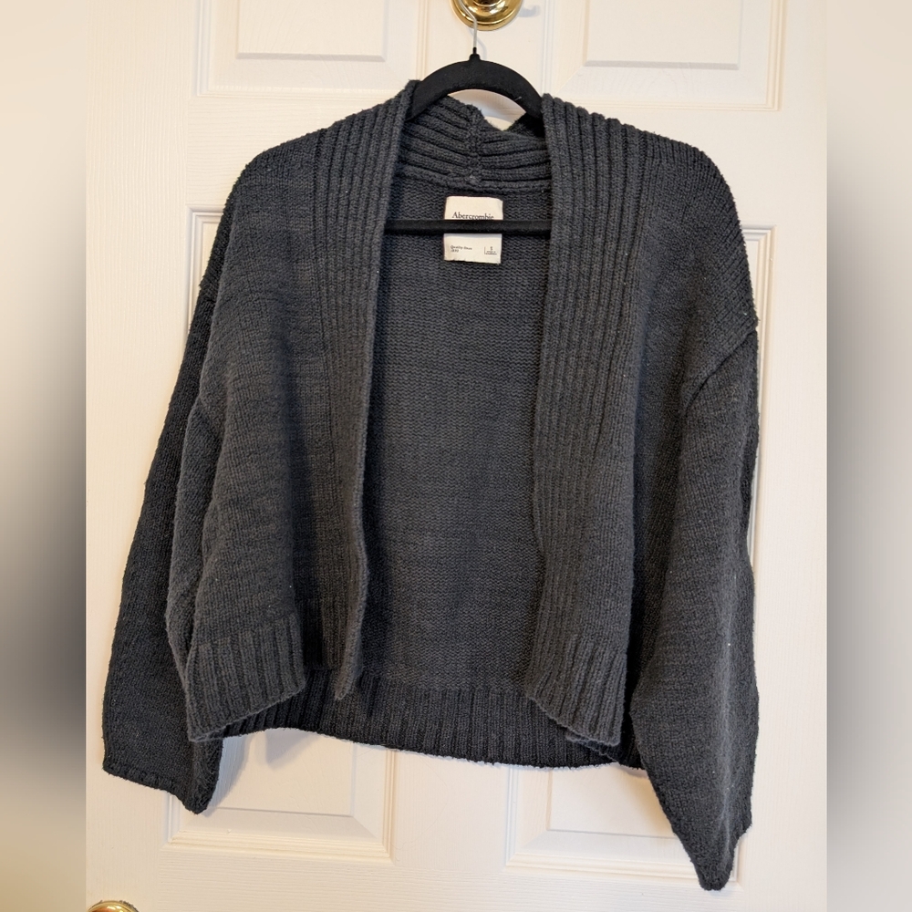 A&F Heavyweight Boxy Black Cardigan